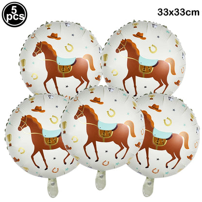 Horse Balloon Set, 30-Inch Horse-Shaped Balloons, 40-Inch Number Balloon and Star Balloons, Horse Racing-Themed Birthday Party Decorations
