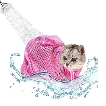 Adjustable Mesh Cat Grooming & Bathing Bag – Anti-Scratch Restraint for Washing, Nail Trimming & Care
