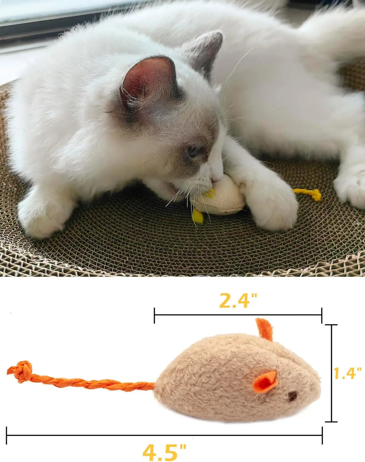 Catnip Rattle Mouse Toys (3–200 Pack) – Interactive Faux Fur Cat Mice Toys for Indoor Cats