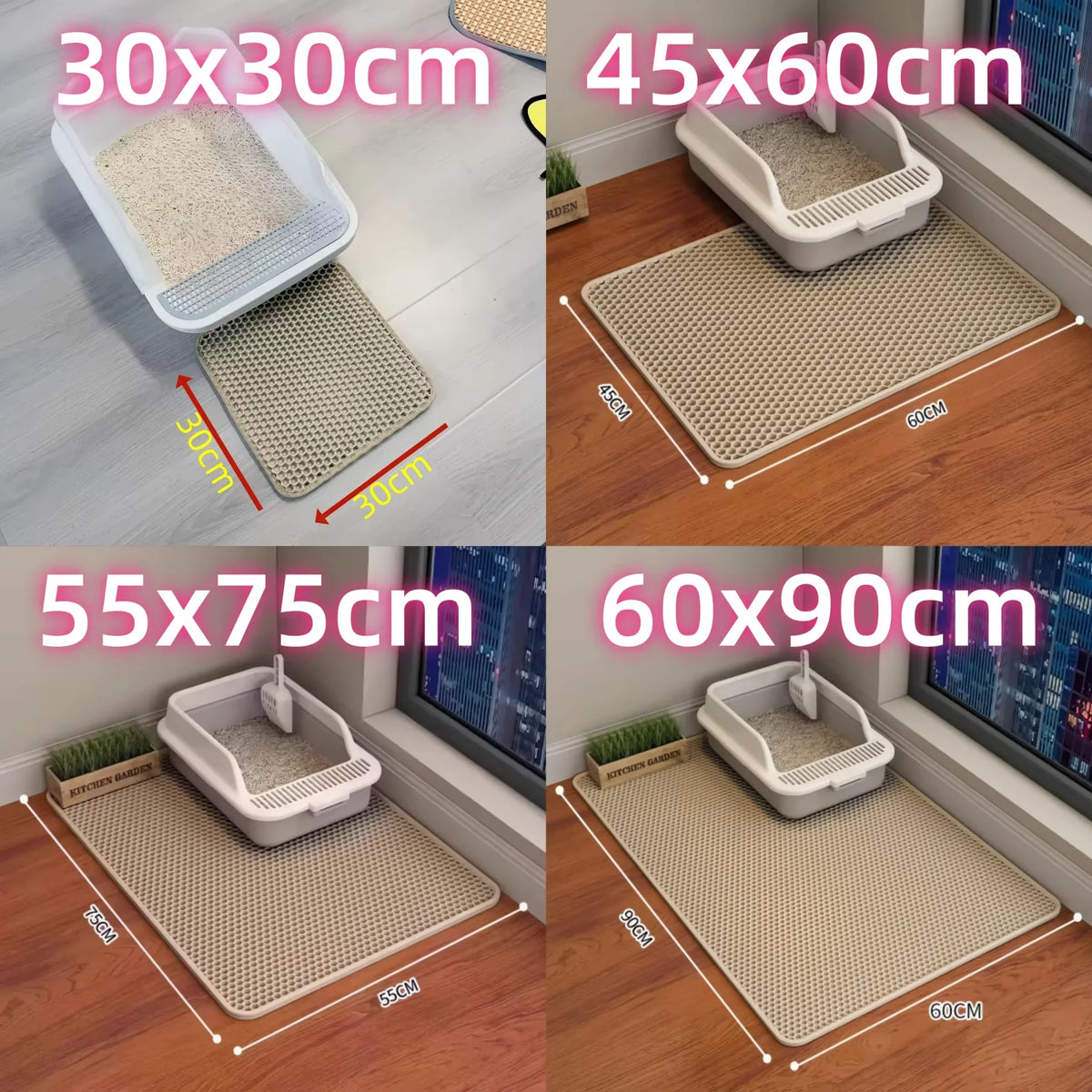 Extra Large Cat Litter Mat, Waterproof 2-Layer Washable Litter Box Floor Protector