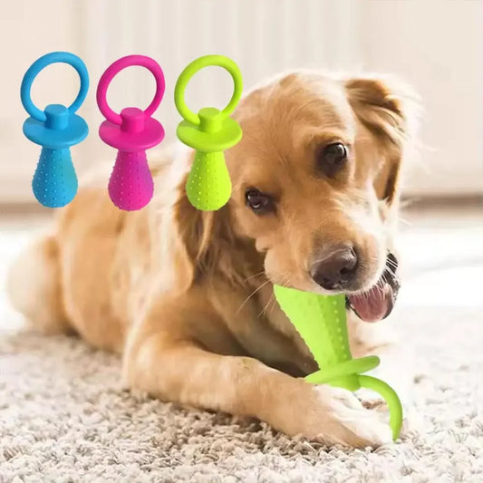 Squeaky TPR Dog Pacifier Toy, Durable Teething Chew Toy for Puppies and Small to Medium Dogs, Gum-Friendly Dental Cleaning Toy for Chewing, Soothing and Interactive Play