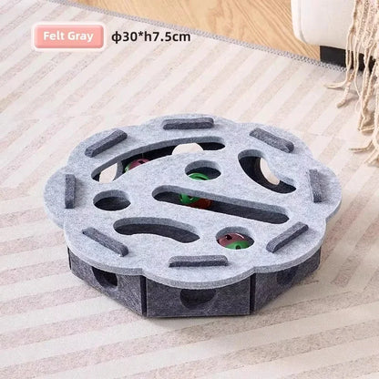 Cat Puzzle Toy Felt Box – Interactive Indoor Hunting & Exercise Toy with Ball for Cats