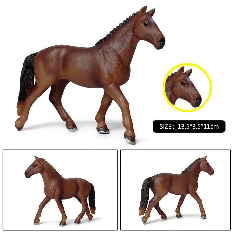 Oenux Realistic Horse Figurine, Forest Wild Steed Farm Animal Model, PVC Action Figure Toy, Haflinger and Ferghana Horse Collectible for Kids