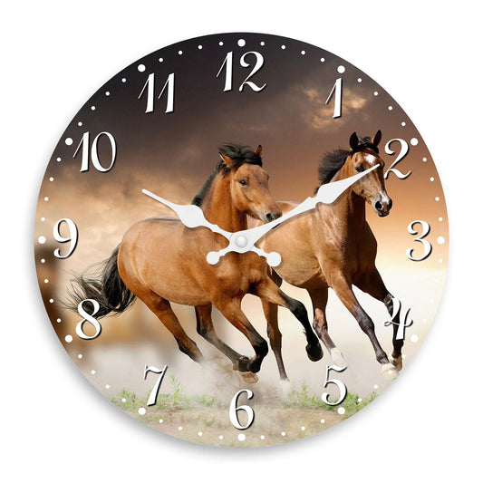 Personalized Horse Wooden Wall Clock – Silent Quartz Home Decor for Living Room, Bedroom & Kitchen (10–16 Inch)