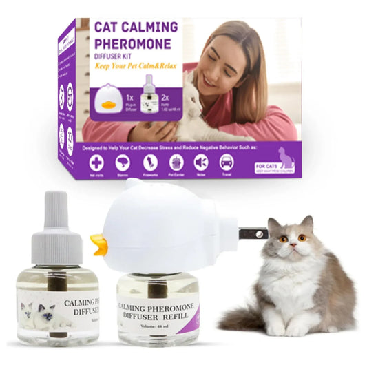 Cat Pheromone Plug-In Diffuser Starter Kit – 30-Day Calming Refill for a Relaxed Home