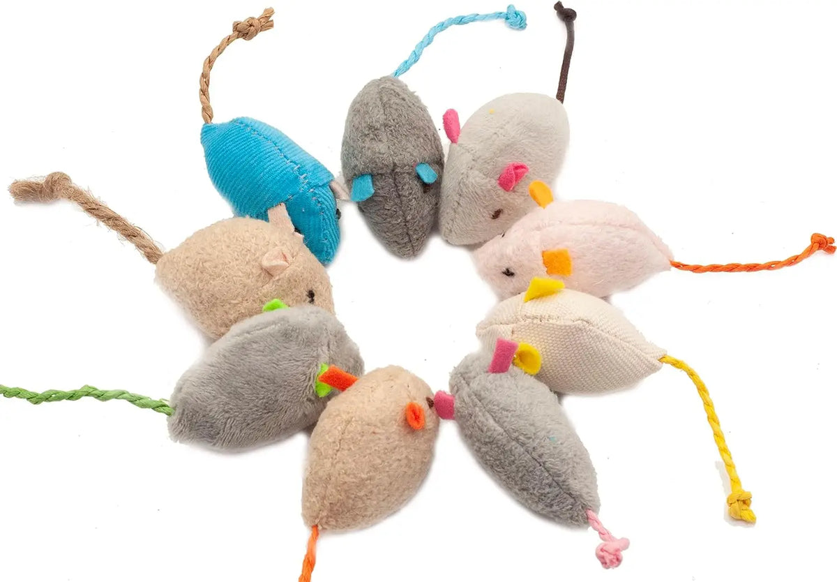 Catnip Rattle Mouse Toys (3–200 Pack) – Interactive Faux Fur Cat Mice Toys for Indoor Cats