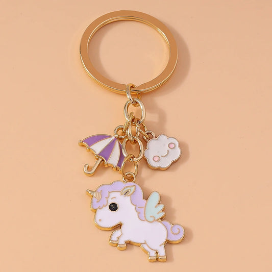 Enamel Horse Unicorn Keychain, Cute Animal Key Ring Pendant, Car Key Holder, Handbag Accessory, DIY Jewelry Gift for Women and Girls