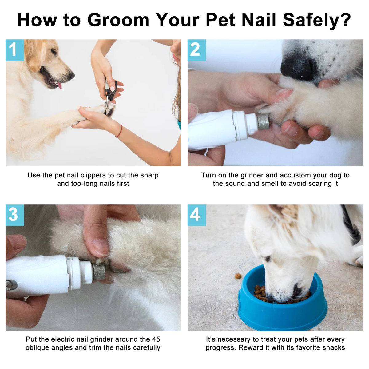USB Rechargeable Electric Pet Nail Grinder – Quiet Dog & Cat Claw Trimmer