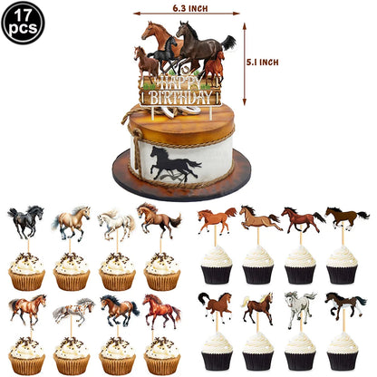 Horse Balloon Set, 30-Inch Horse-Shaped Balloons, 40-Inch Number Balloon and Star Balloons, Horse Racing-Themed Birthday Party Decorations