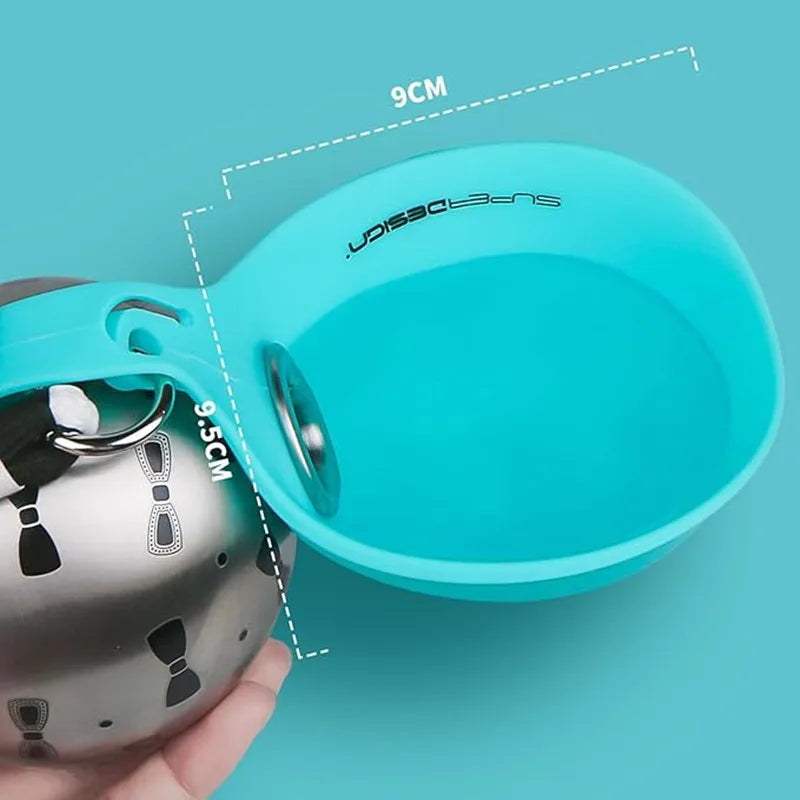Stainless Steel Dog Water Bottle, No-Spill Travel Bowl for Walking & Hiking