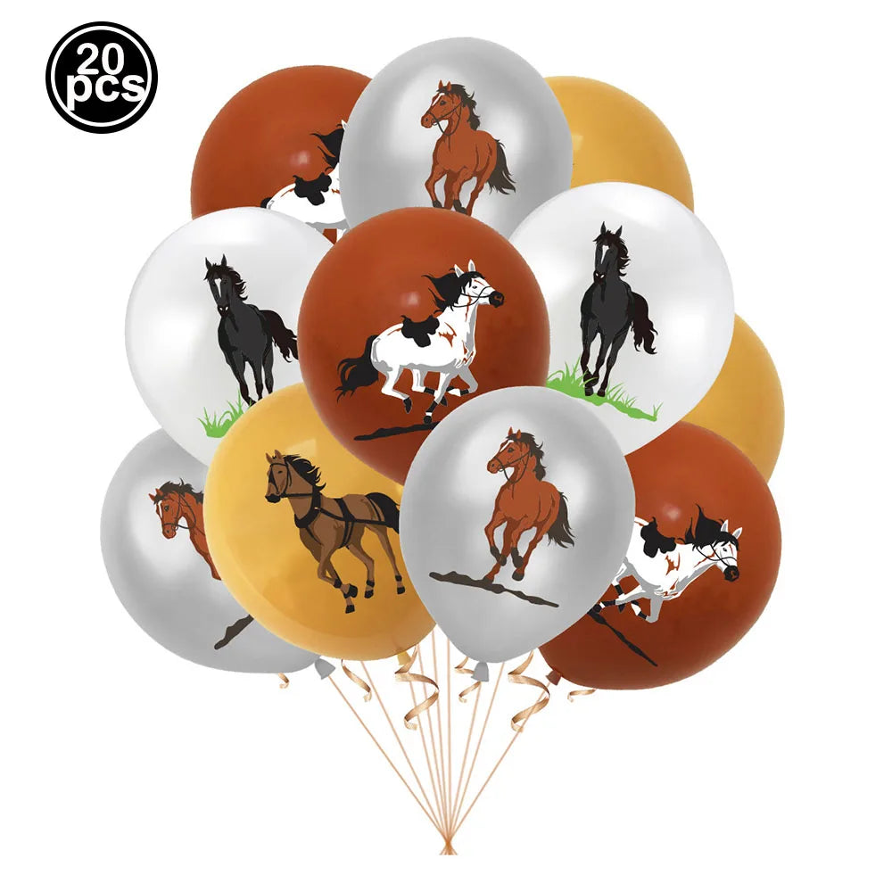 Horse Balloon Set, 30-Inch Horse-Shaped Balloons, 40-Inch Number Balloon and Star Balloons, Horse Racing-Themed Birthday Party Decorations