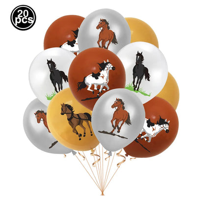 Horse Balloon Set, 30-Inch Horse-Shaped Balloons, 40-Inch Number Balloon and Star Balloons, Horse Racing-Themed Birthday Party Decorations