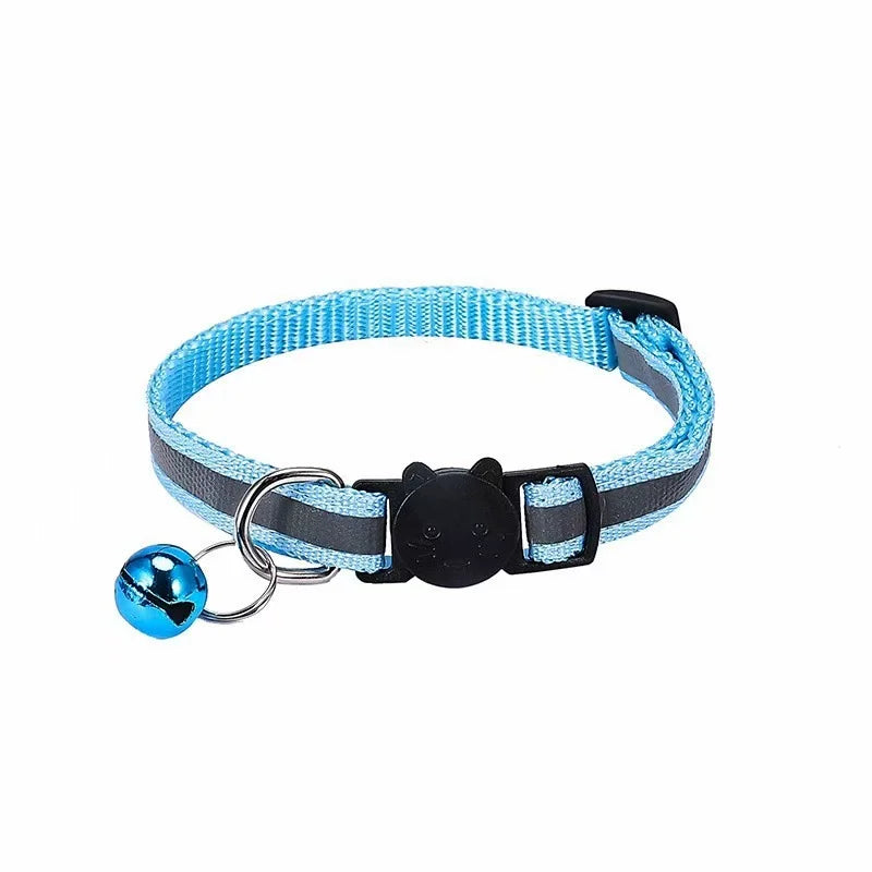 Reflective Adjustable Cat Collar with Bell – Safety Collar for Cats & Small Dogs