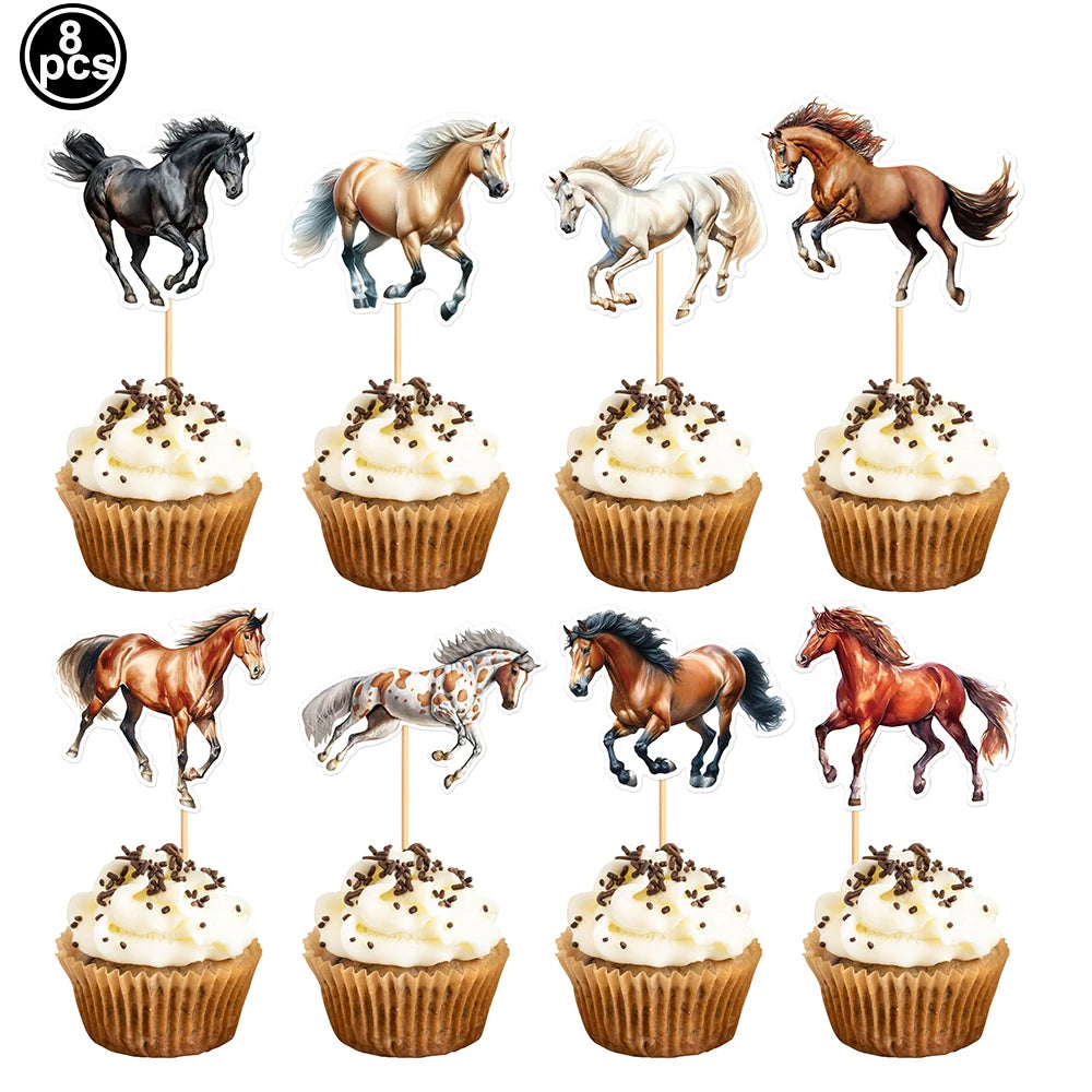 Horse Balloon Set, 30-Inch Horse-Shaped Balloons, 40-Inch Number Balloon and Star Balloons, Horse Racing-Themed Birthday Party Decorations
