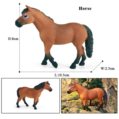 Oenux Realistic Horse Figurine, Forest Wild Steed Farm Animal Model, PVC Action Figure Toy, Haflinger and Ferghana Horse Collectible for Kids