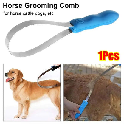 Horse Grooming Comb, Non-Slip Deshedding Brush for Horses, Dogs & Cattle