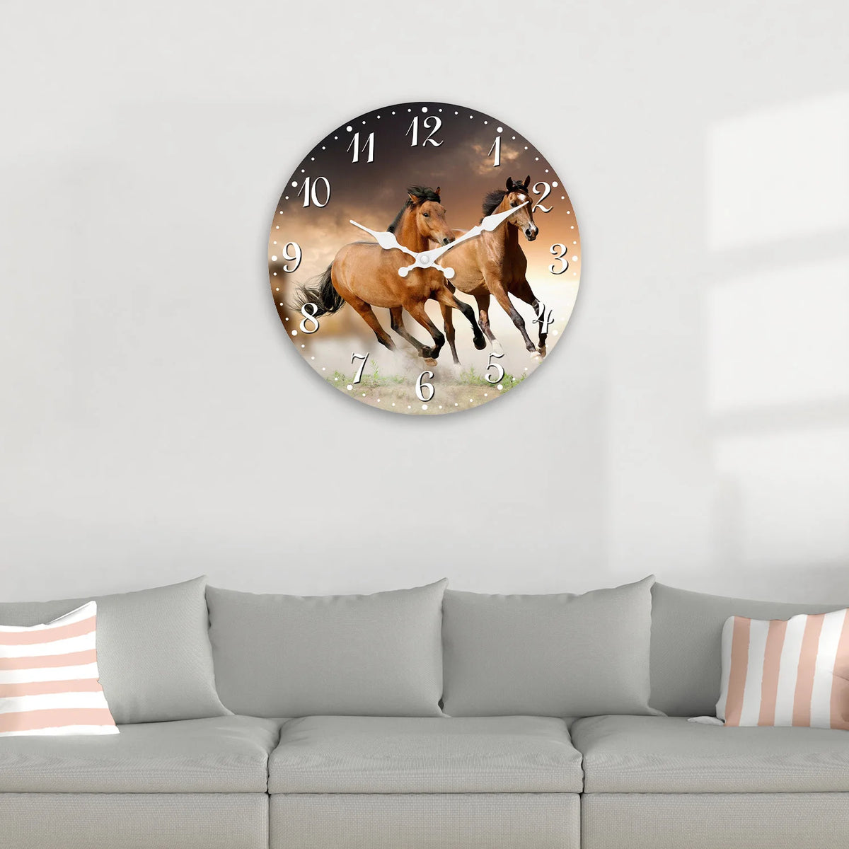 Personalized Horse Wooden Wall Clock – Silent Quartz Home Decor for Living Room, Bedroom & Kitchen (10–16 Inch)