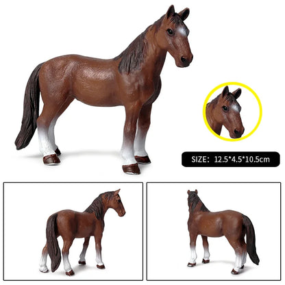 Oenux Realistic Horse Figurine, Forest Wild Steed Farm Animal Model, PVC Action Figure Toy, Haflinger and Ferghana Horse Collectible for Kids