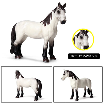 Oenux Realistic Horse Figurine, Forest Wild Steed Farm Animal Model, PVC Action Figure Toy, Haflinger and Ferghana Horse Collectible for Kids