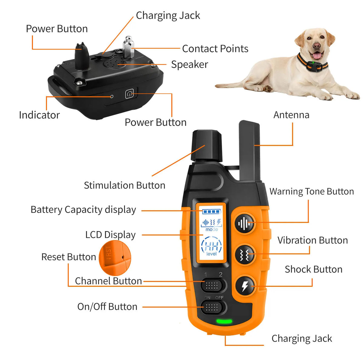 Remote Dog Training Collar – Waterproof E-Collar with Vibration & Static Modes, 3300 ft Range
