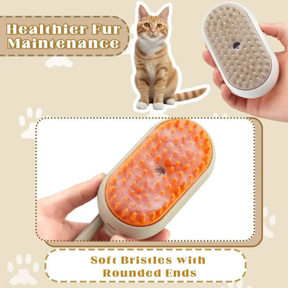 3-in-1 Steam Pet Grooming Brush – Spray Massage Comb for Detangling & Hair Removal (Cats & Dogs)