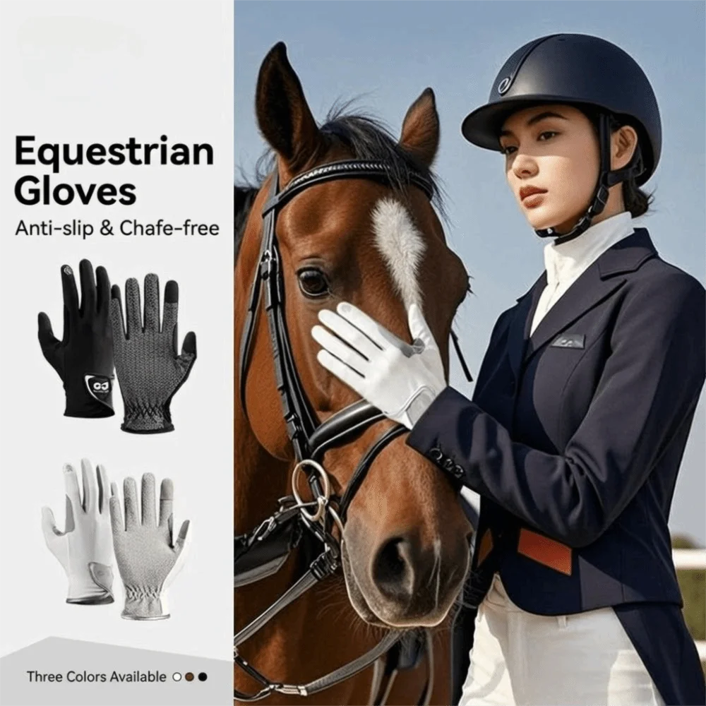 Breathable Equestrian Riding Gloves, Non-Slip Lightweight Sun Protection