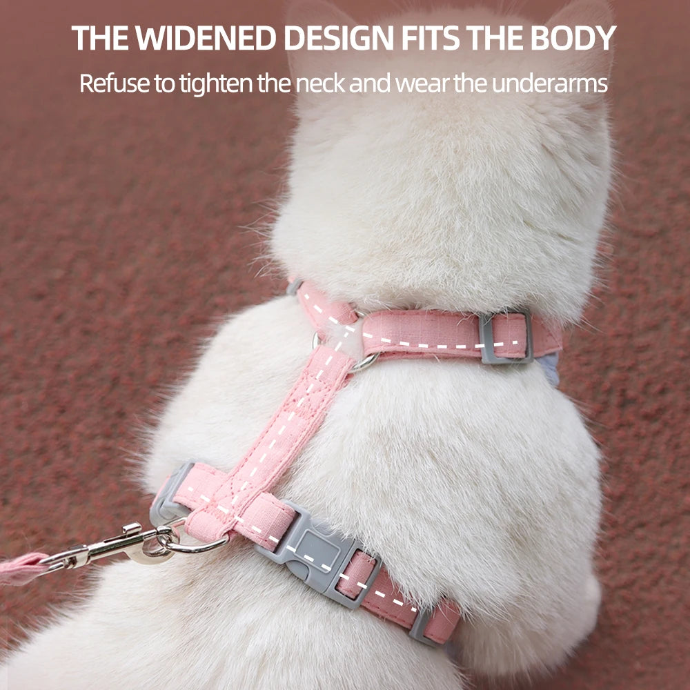 Pet Harness & Leash Set for Cats & Small Dogs, Breathable Durable Walking Harness