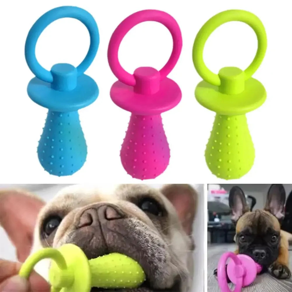 Squeaky TPR Dog Pacifier Toy, Durable Teething Chew Toy for Puppies and Small to Medium Dogs, Gum-Friendly Dental Cleaning Toy for Chewing, Soothing and Interactive Play