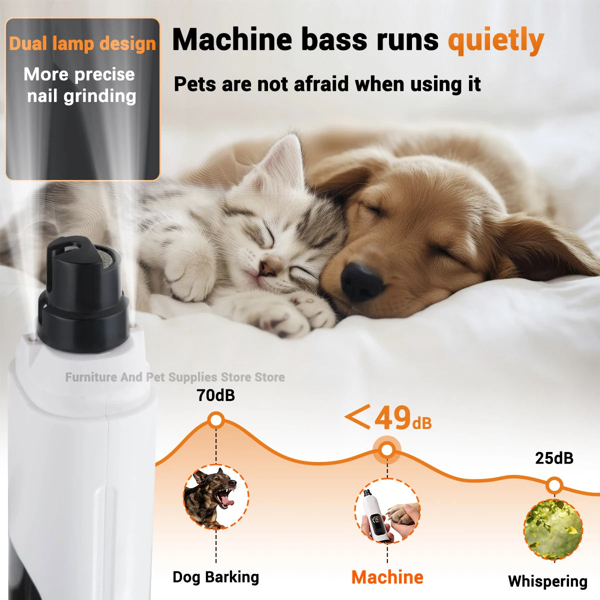 Pet Electric Nail Grinder – Rechargeable LED Dog & Cat Nail Clipper with 6-Speed Control