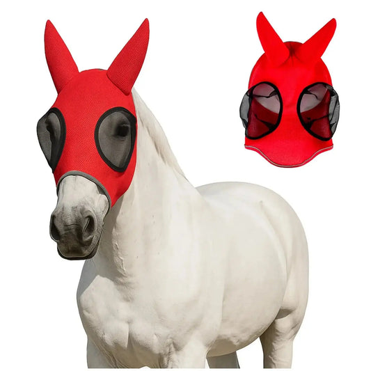 New Elastic Horse Fly Mask, Breathable Adjustable Face Cover, Mosquito and Insect Protection for Horses, Comfortable Equestrian Riding Gear