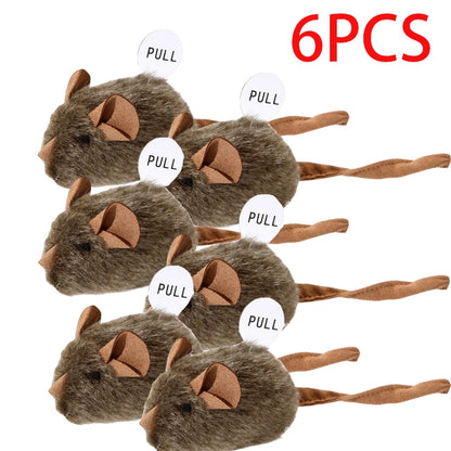 Interactive Mouse Plush Cat Chew Toy Squeaky Imitation Mice Bite Resistant Kitten Toy Interactive Plush Cat Toy Supplies