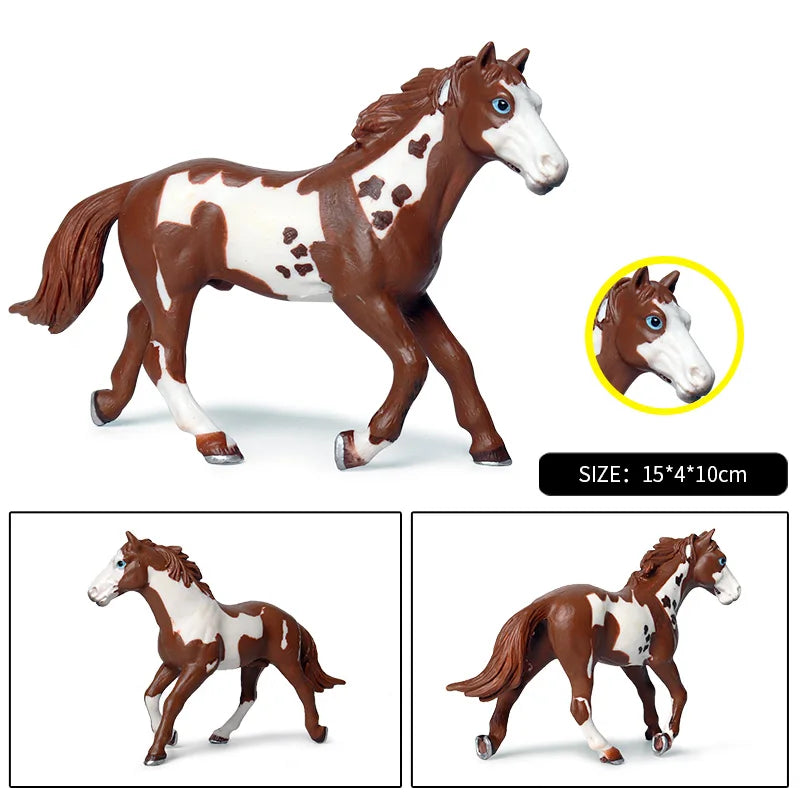Oenux Realistic Horse Figurine, Forest Wild Steed Farm Animal Model, PVC Action Figure Toy, Haflinger and Ferghana Horse Collectible for Kids