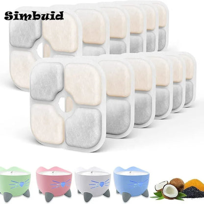 6/12-Pack Activated Carbon Filters for Cat & Dog Water Fountains