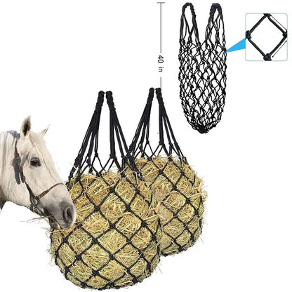 2 Pack Heavy-Duty Horse Hay Net Bags – 2" Hole Slow Feeder with Adjustable Drawstring