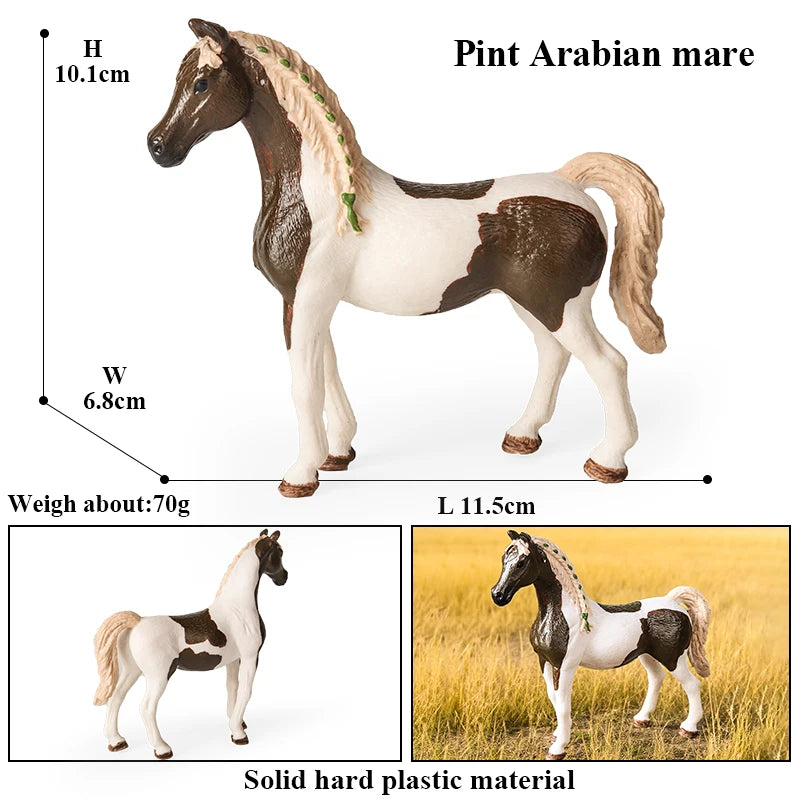 Oenux Realistic Horse Figurine, Forest Wild Steed Farm Animal Model, PVC Action Figure Toy, Haflinger and Ferghana Horse Collectible for Kids