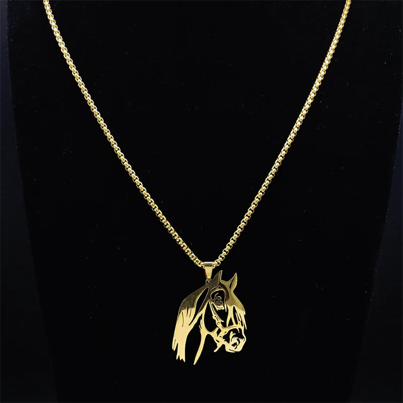 Horse Head Pendant Necklace – Stainless Steel Animal Jewelry for Women & Men (N2026)