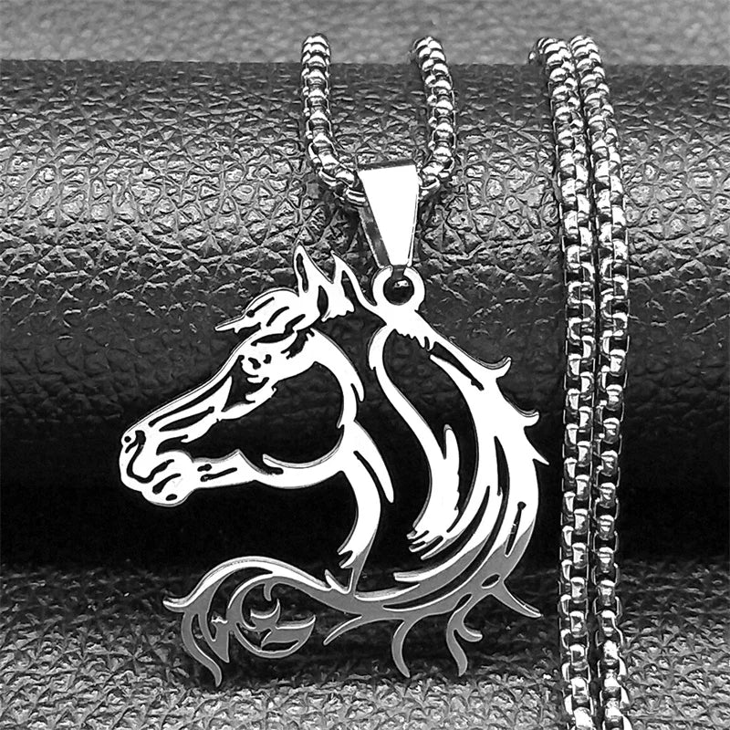 Horse Head Pendant Necklace – Stainless Steel Animal Jewelry for Women & Men (N2026)