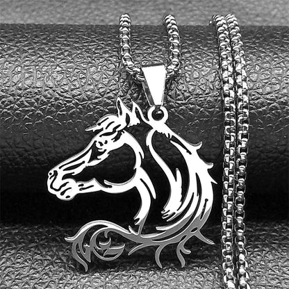 Horse Head Pendant Necklace – Stainless Steel Animal Jewelry for Women & Men (N2026)
