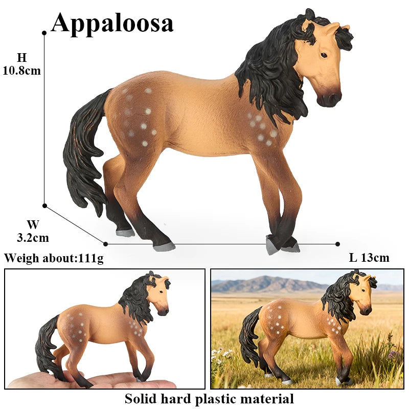 Oenux Realistic Horse Figurine, Forest Wild Steed Farm Animal Model, PVC Action Figure Toy, Haflinger and Ferghana Horse Collectible for Kids
