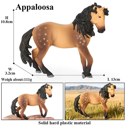 Oenux Realistic Horse Figurine, Forest Wild Steed Farm Animal Model, PVC Action Figure Toy, Haflinger and Ferghana Horse Collectible for Kids