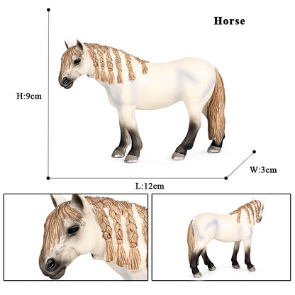 Oenux Realistic Horse Figurine, Forest Wild Steed Farm Animal Model, PVC Action Figure Toy, Haflinger and Ferghana Horse Collectible for Kids