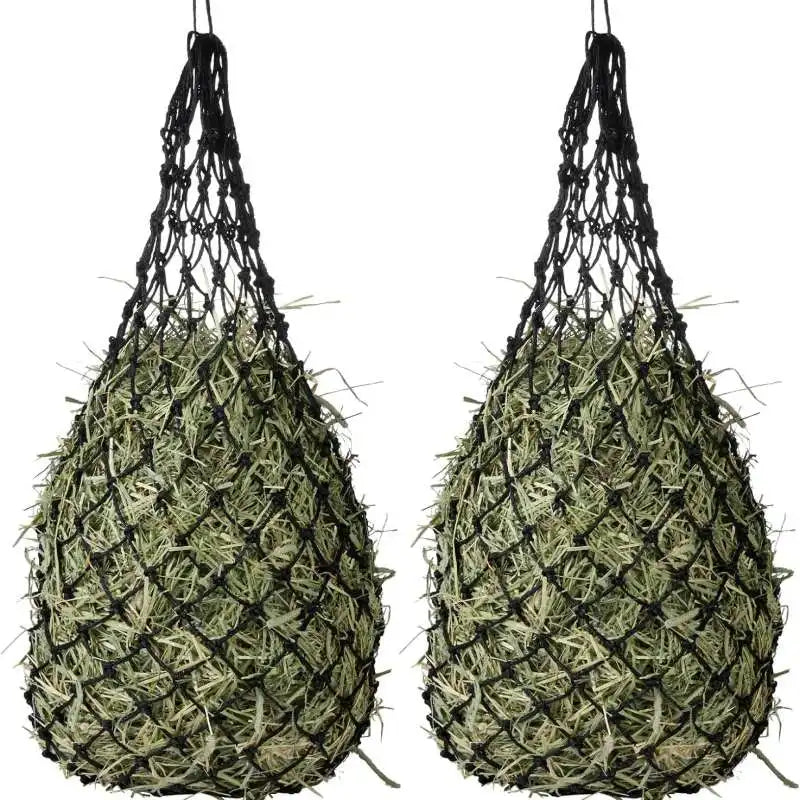 2 Pack Heavy-Duty Horse Hay Net Bags – 2" Hole Slow Feeder with Adjustable Drawstring