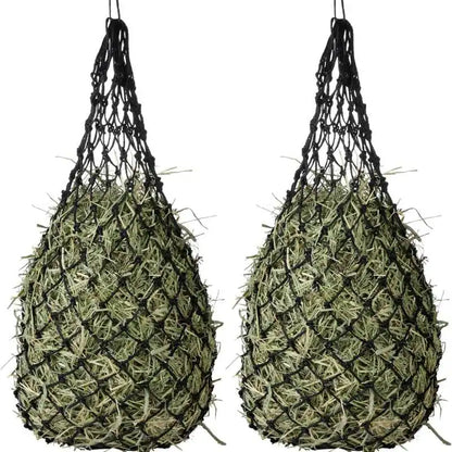 2 Pack Heavy-Duty Horse Hay Net Bags – 2" Hole Slow Feeder with Adjustable Drawstring