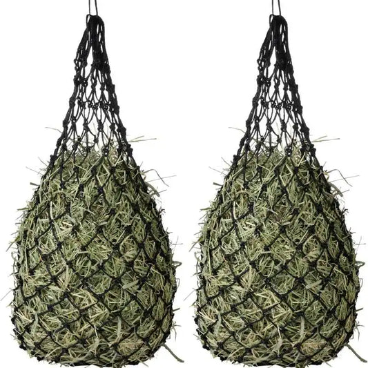 2 Pack Heavy-Duty Horse Hay Net Bags – 2" Hole Slow Feeder with Adjustable Drawstring