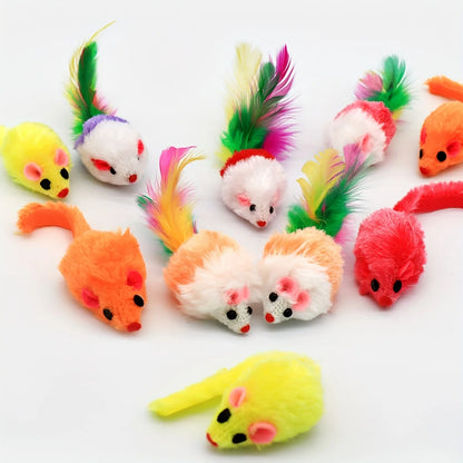 Catnip Rattle Mouse Toys (3–200 Pack) – Interactive Faux Fur Cat Mice Toys for Indoor Cats