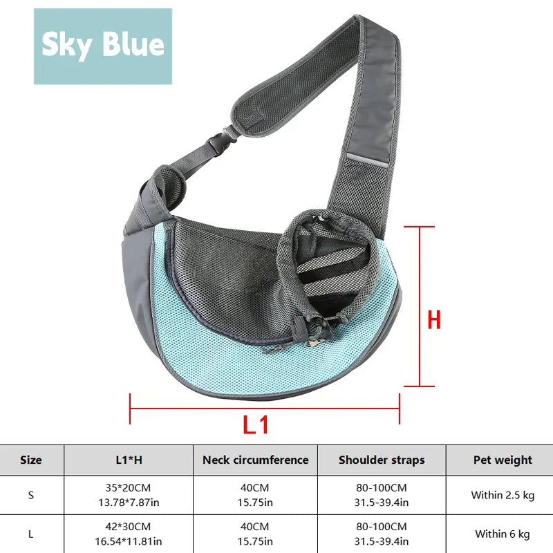 Dog Sling Carrier Backpack – Breathable Mesh Crossbody Travel Bag for Puppies & Cats
