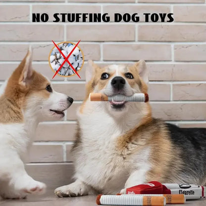 Squeaky Plush Dog Toy, Cigarette Design Interactive Chew Toy