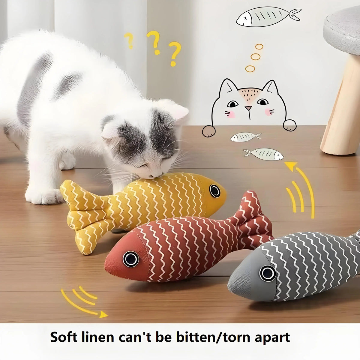 3-Pack Fish Catnip Toys – Interactive Cat Chew & Kicker Toys for Indoor Cats
