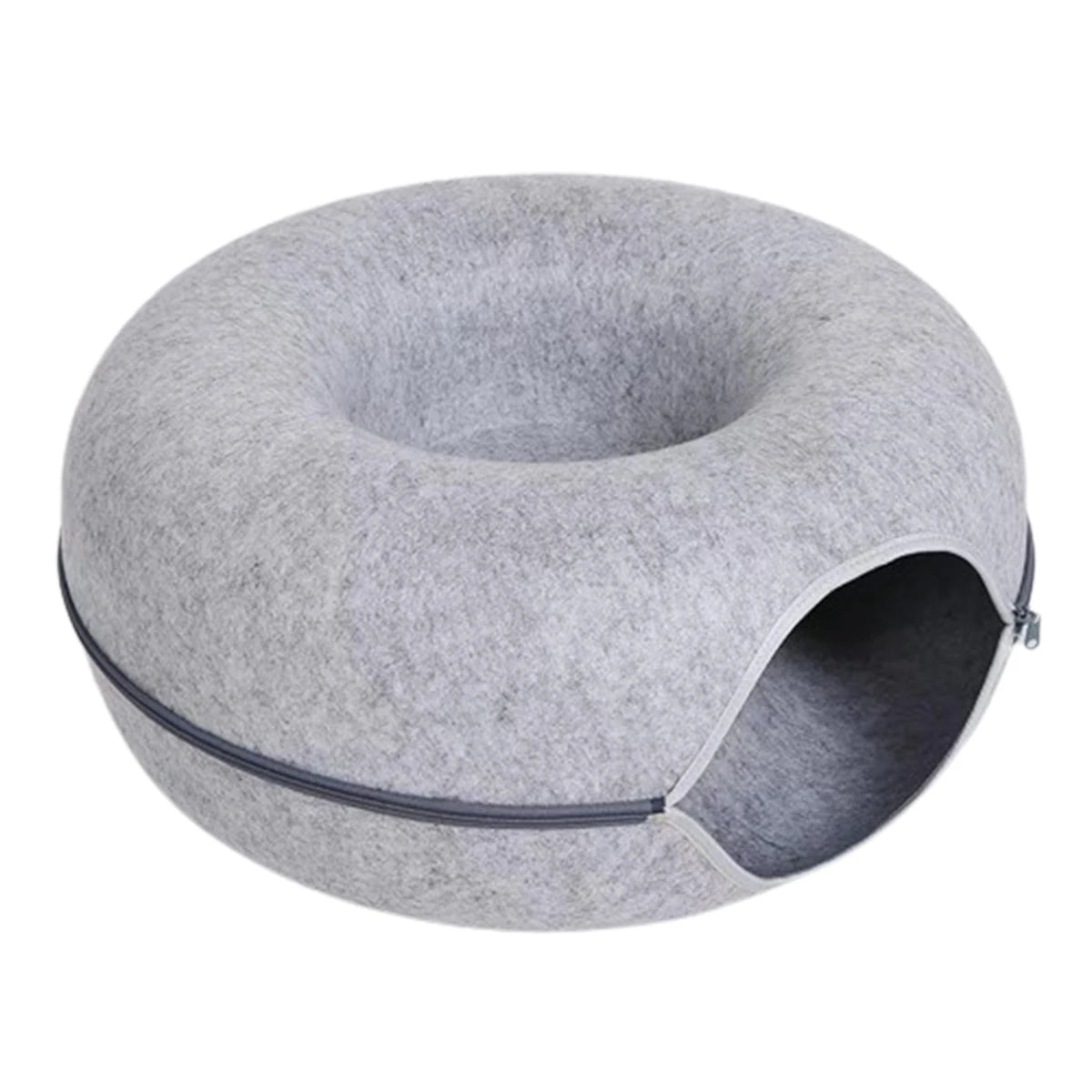 Round Cat Tunnel Bed, Felt Donut Nest & Scratcher for Kittens