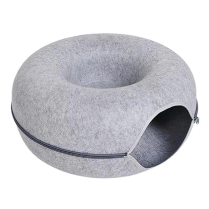 Round Cat Tunnel Bed, Felt Donut Nest & Scratcher for Kittens